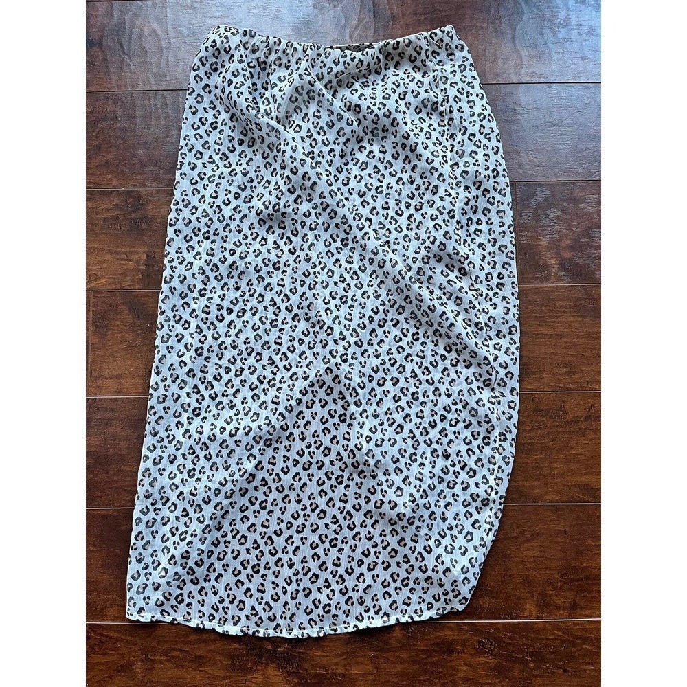 NWT Abercrombie And Fitch Sheet Cheetah Print Pull On High Low Skirt Size XS - Picture 7 of 8